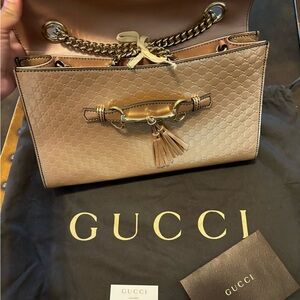 Gucci Tan Shoulder Bag with Bamboo Detail